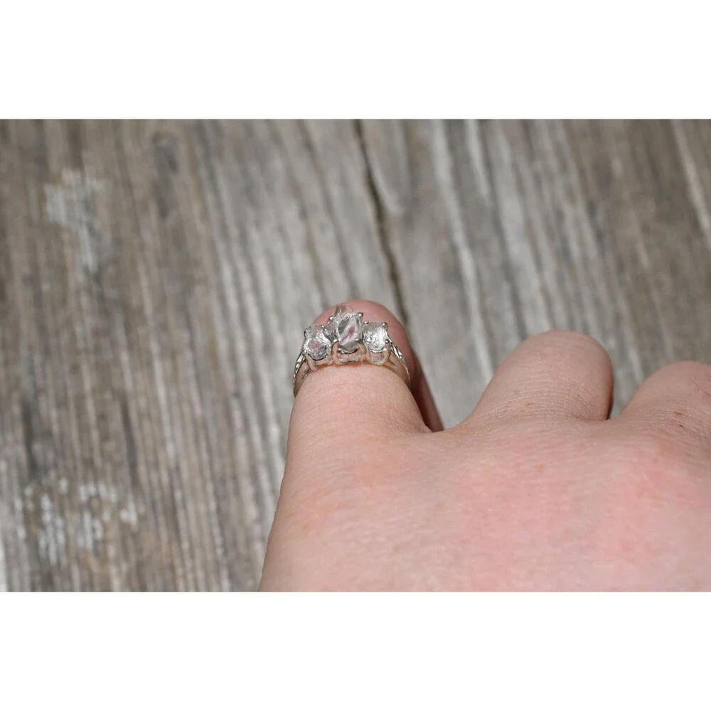Engagement ring Raw Lake County Diamond Ring Filigree Sterling Silver Band Rough